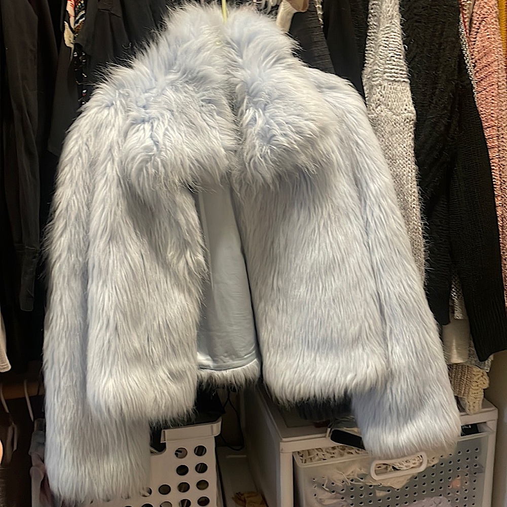 light blue size medium fuzzy jacket from Forever 21